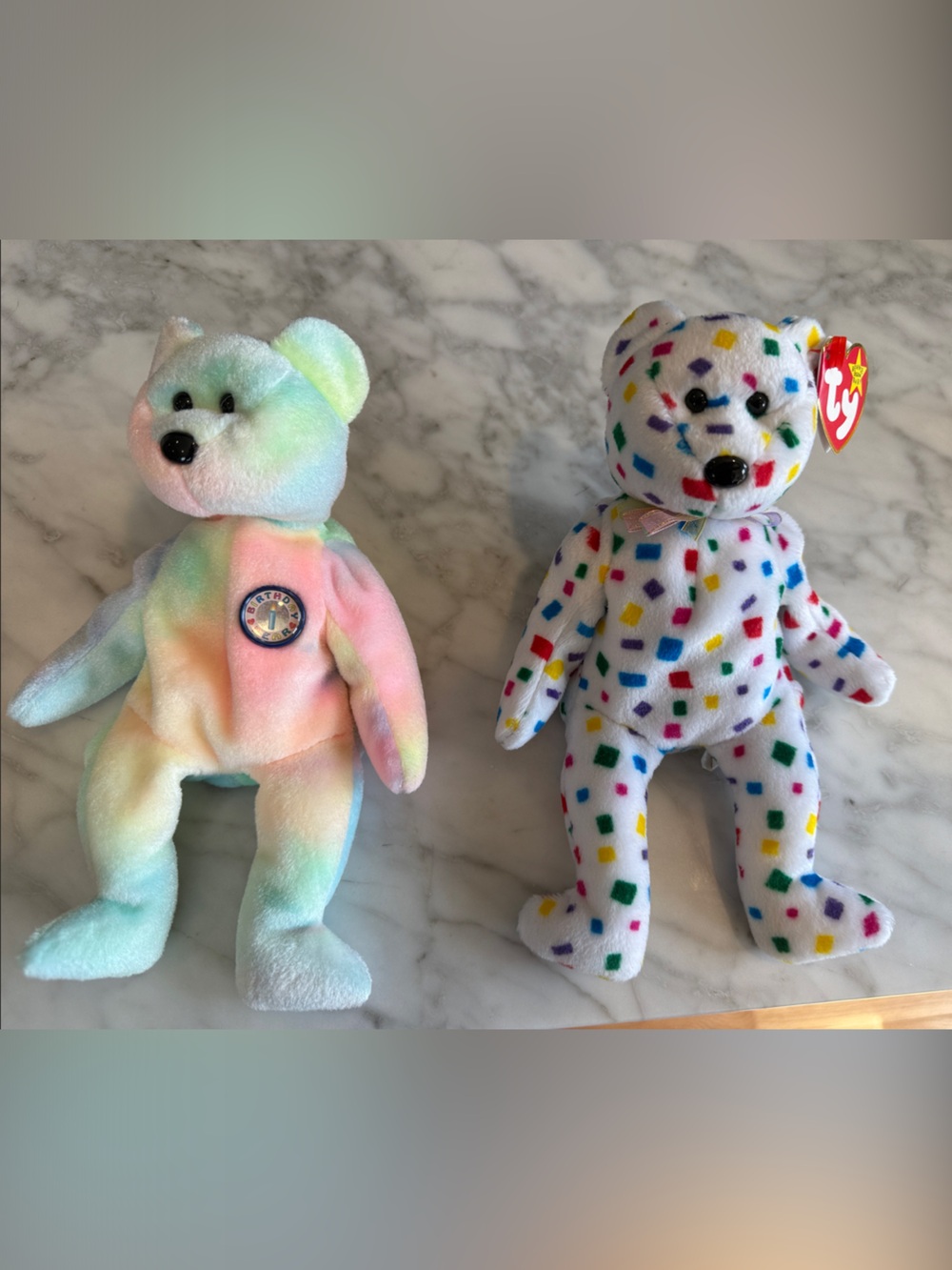 Two Beanie Babies, Ty Y2K and B.B. Bear Birthday Bear